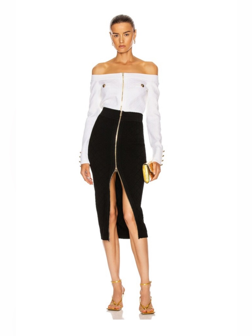BALMAIN
Zip Detailed Diamond Knit Midi Skirt - Picture 3 of 5